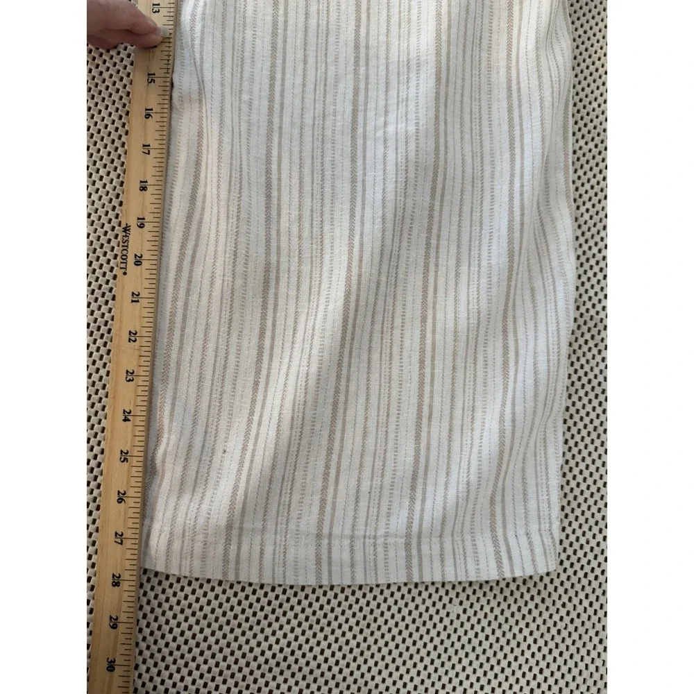 Banana Republic Linen Blend Pants Size 8 Wide Leg Belted Coastal Paper Bag Waist